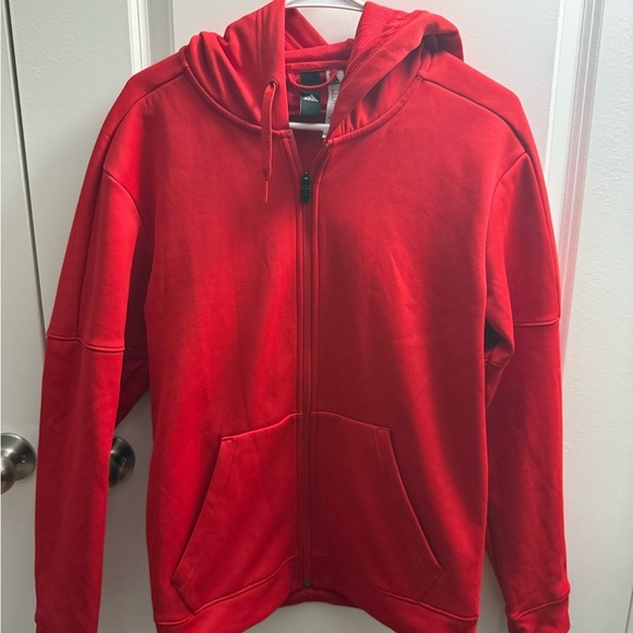 Red Adidas Climawarm Hooded Jacket - Mens Size Small - Picture 1 of 4